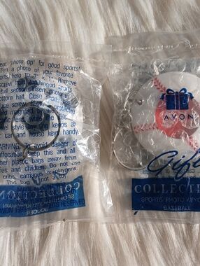Vintage Avon 1998 Sports Ball Photo Frame Keychain Set Soccer Baseball 90s 1990s